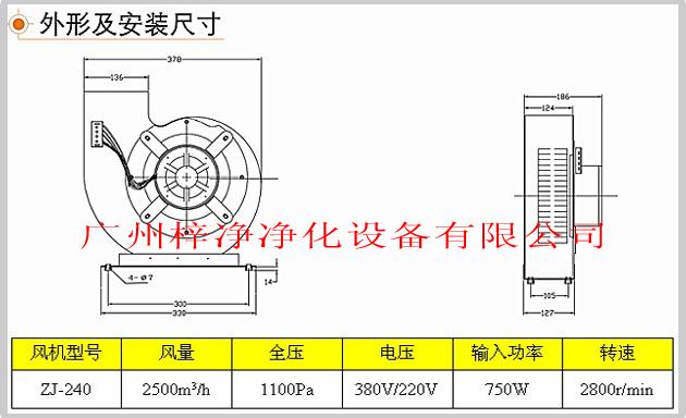 ZJ-240型號風(fēng)淋室風(fēng)機(jī)結(jié)構(gòu)圖及技術(shù)參數(shù)